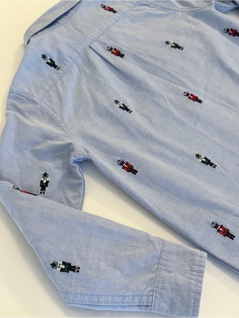 Janie and Jack Boys Blue Oxford Button-Down with Embroidered Nutcrackers Size 5 - Picture 11 of 12
